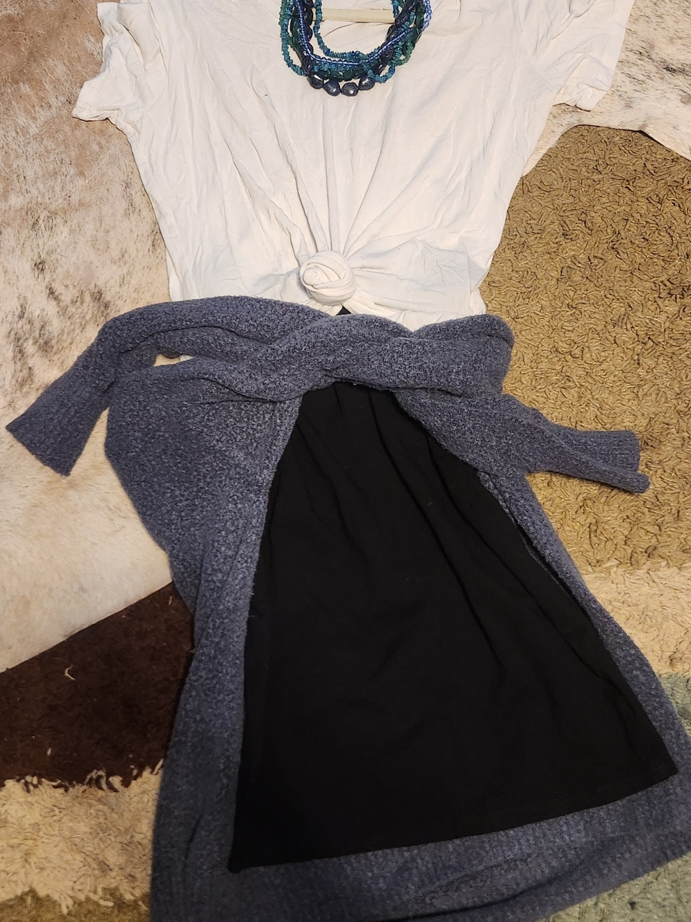 Old Navy Slate Blue Open-Front Knit Cardigan with Belt